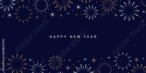 happy new year fireworks celebration background isolated vector illustration