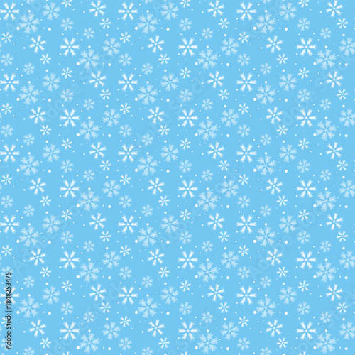 Winter seamless pattern with snowflakes, holiday background. Vector illustration for fabric, textile wallpaper, posters, gift wrapping paper. Christmas vector illustration. Falling snow.