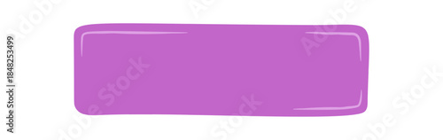 Organic hand drawn rectangle sticker shape in purple color. Abstract patch with label form and background style, perfect as icon or template for creative text and shape concept.