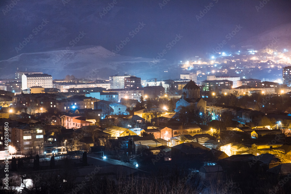 Naklejka premium Winter evening in sity Vanadzor , Armenia