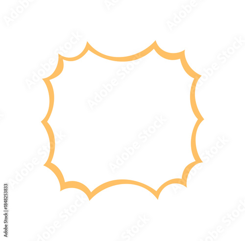 Groovy scallop rectangle outline border frame in retro and wavy graphic style. Abstract line with y2k background and element, modern edge with playful visual for trendy pop art projects.