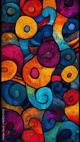 Vibrant abstract shapes pattern with artistic handdrawn elements high resolution picture