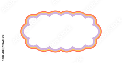 Groovy scallop rectangle outline border with retro bubble shape and bold line. Y2k frame and background element, playful graphic design for trendy modern contexts stylish compositions.