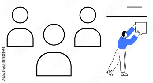 Team collaboration visual. Team collaboration through user avatars and interactive engagement. Team collaboration enhancing communication, brainstorming, and teamwork. Great for project management