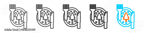 holiday dinner icon set multiple style collection	
