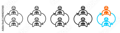 gift exchange icon set multiple style collection	
