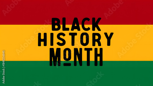 A banner celebrating black history month with red, yellow, and green pan-african colors