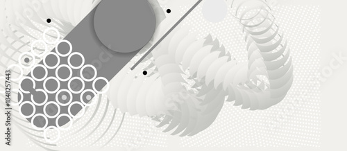 New Trendy 2026 White Background Dancing Cloud Concept Light Pale Vector Background. Abstract Geometric Art Delicate