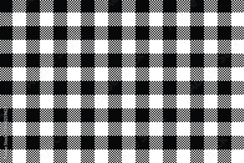 Checkered lumberjack plaid seamless pattern in black and white