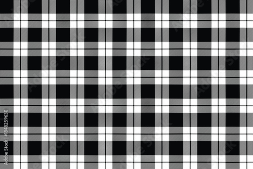 Decorative buffalo plaid background, black white lumberjack plaid seamless pattern