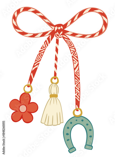 Martisor spring Slavic amulet. Vector isolated illustration
