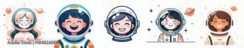Cute and Adorable Astronaut Character Vector Illustration