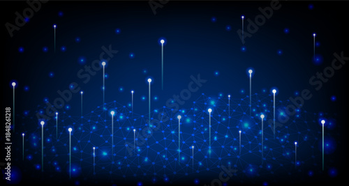 Abstract Digital Network with Data Streams  Technology Background
