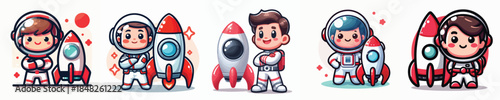 Cute and Adorable Astronaut Character Vector Illustration