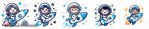 Cute and Adorable Astronaut Character Vector Illustration