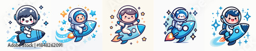 Cute and Adorable Astronaut Character Vector Illustration