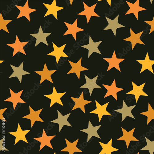 Seamless pattern with color stars, confetti background. Splash effect banner. Vector abstract illustration for wallpaper, wrapping paper, backdrop, textile etc.