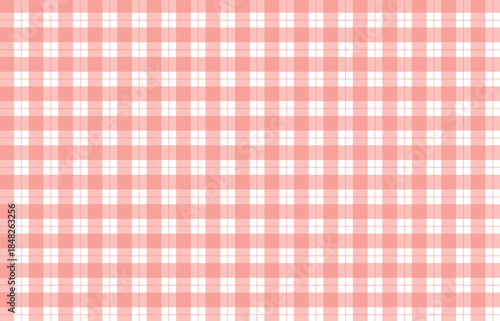 Coral pink white checkered gingham pattern for textile fabric design