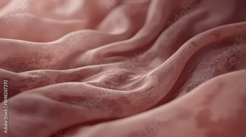 Luxury soft rose silk fabric with elegant flowing waves and delicate textures