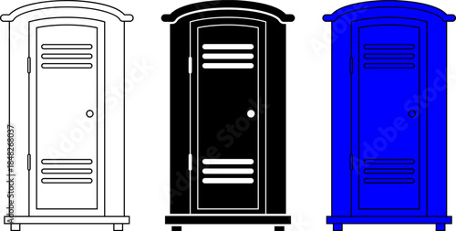 outline silhouette Portable toilet icon set