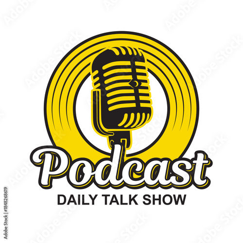 podcast logo talk show entertainment typography editable text effect font style template design