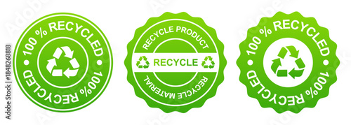 recycle product label sticker set bundle printable recycled material isolated vector illustration template