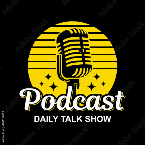 podcast talk show entertainment logo label editable text effect font style template design