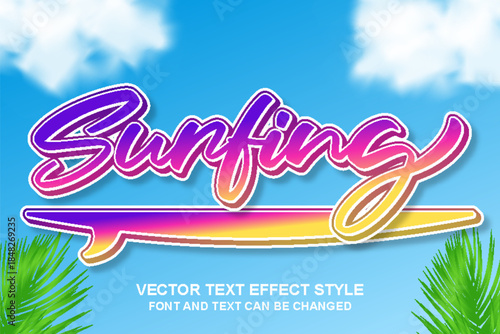 surfing tropical beach paradise editable text effect font style template typography lettering
