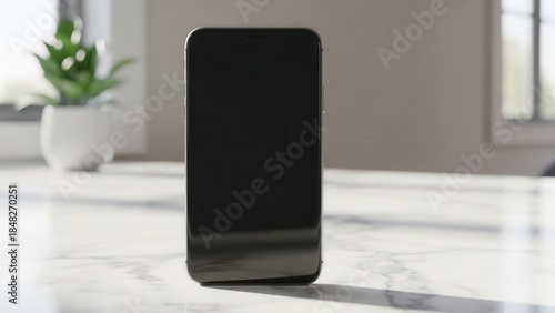 Wallpaper Mural Clean smartphone mockup with empty display resting on a marble surface in a minimalist interior design scene Torontodigital.ca