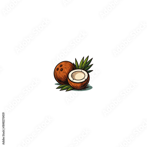 Fresh coconut logo Icon flat vector design