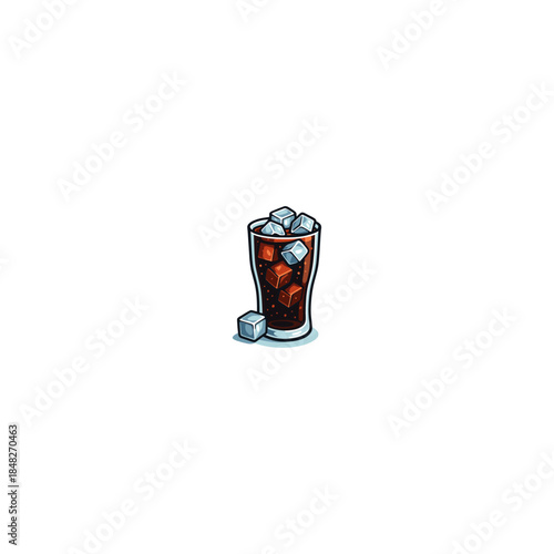 Iced cola glass logo Icon flat vector design