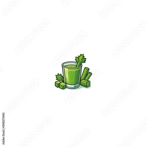 Green juice glass logo Icon flat vector design