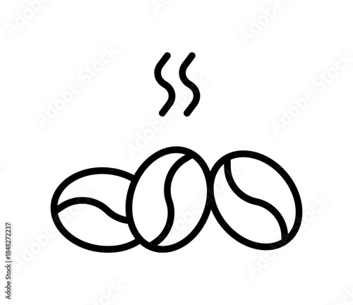 Roasted coffee beans icon, vector flat black outline illustration