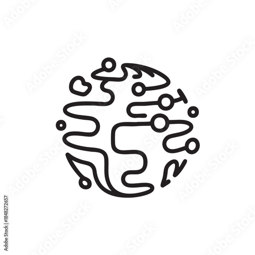 Abstract global network icon representing connection and communication in a digital world