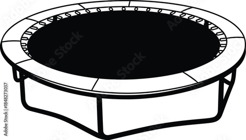 Simple round trampoline illustration with black fill on transparent background silhouette