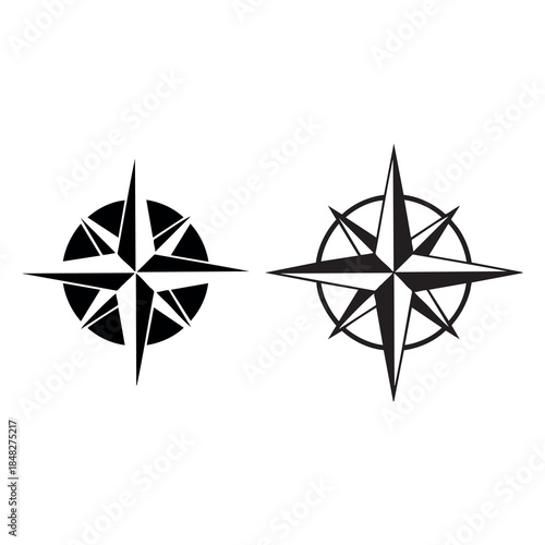 vintage compass rose silhouette set for navigation travel and adventure themes