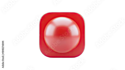 Red Button Icon on White Background