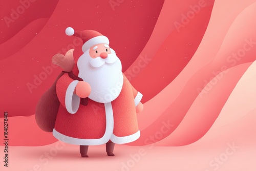 Cheerful Santa Claus illustration with festive colors and whimsical background for holiday themes