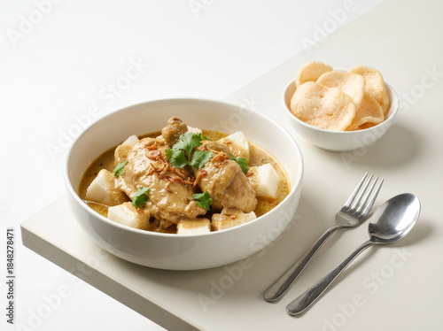 Minimal Commercial Food Shot of Ketupat and Opor Ayam