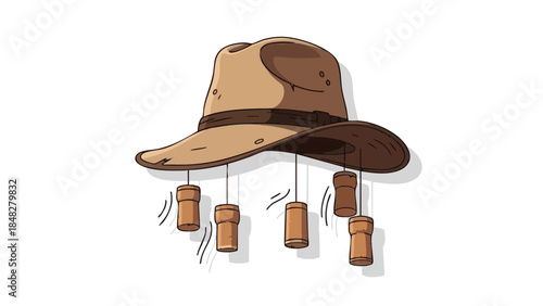 Hat with corks hanging in a playful style symbolizing Australia Day  