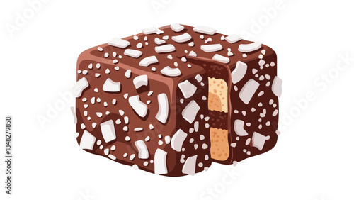 Lamington cake covered in chocolate and coconut sprinkles for Australia Day  