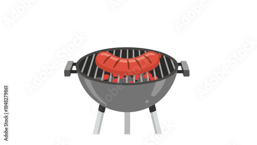 Grilled sausage on barbecue grill for Australia Day celebration  
