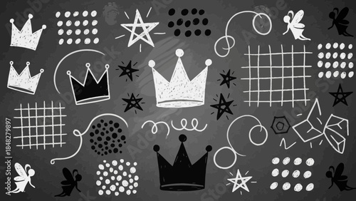 Chalkboard Whimsy: A Playful Collection of Hand-Drawn Elements and Doodles