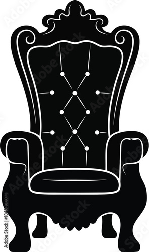 Elegant black ornate throne chair a regal silhouette in a simple design