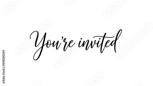 Elegant calligraphy design for wedding invitation with 'You're invited' message
