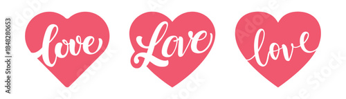 heart with love word icon set