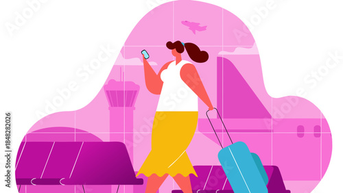 A woman traveling with a suitcase