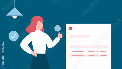 Businesswoman talks about data analysis