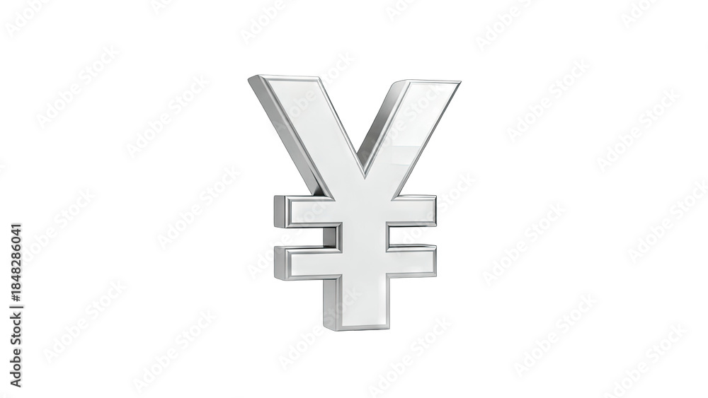 Fototapeta premium Shiny Yen Symbol Isolated on White Background