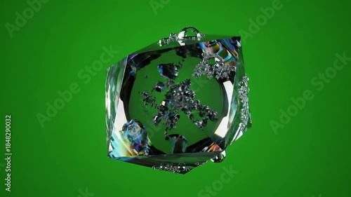Rotating Geometric Bloom with slowly rotating abstract geometric shape effect abstract floating shapes green screen style featuring